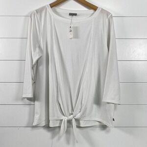 T by Talbots Shirt Womens Plus Petite 1X 3/4 Sleeve Tie Front Top Lightweight